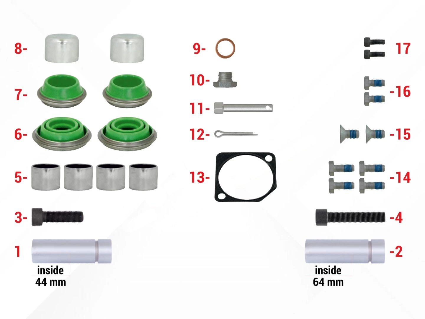 Caliper Guides & Seals Repair Kit